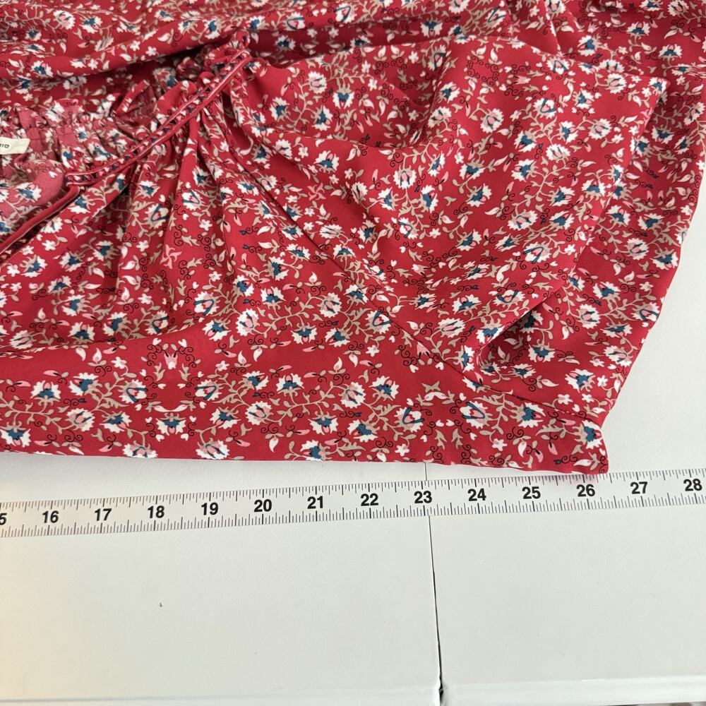 Max Studio Womens 2X Dainty Floral Popover Top Red Multi Office Cottage Feminine - Picture 7 of 9
